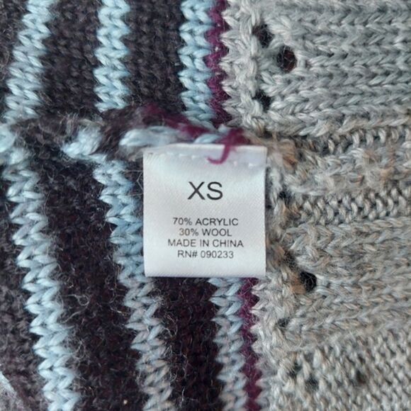 VTG 80s Kirra Striped Aztec Fair Isle Pastel Oversized Chunky Cardigan Sz XS - Picture 6 of 9